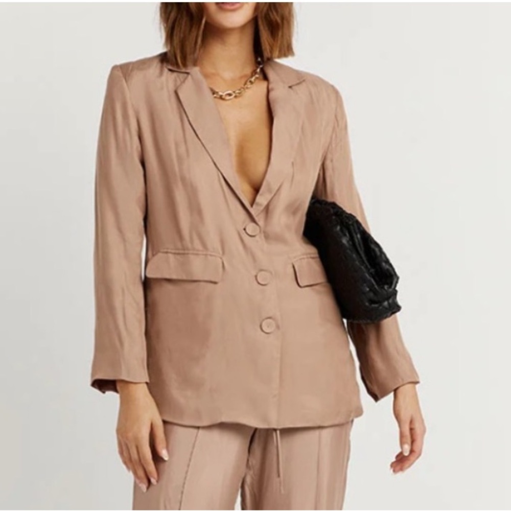 NWT DISSH Wren Mushroom Boyfriend Blazer US Size 10 Tan Khaki Work Office Poet